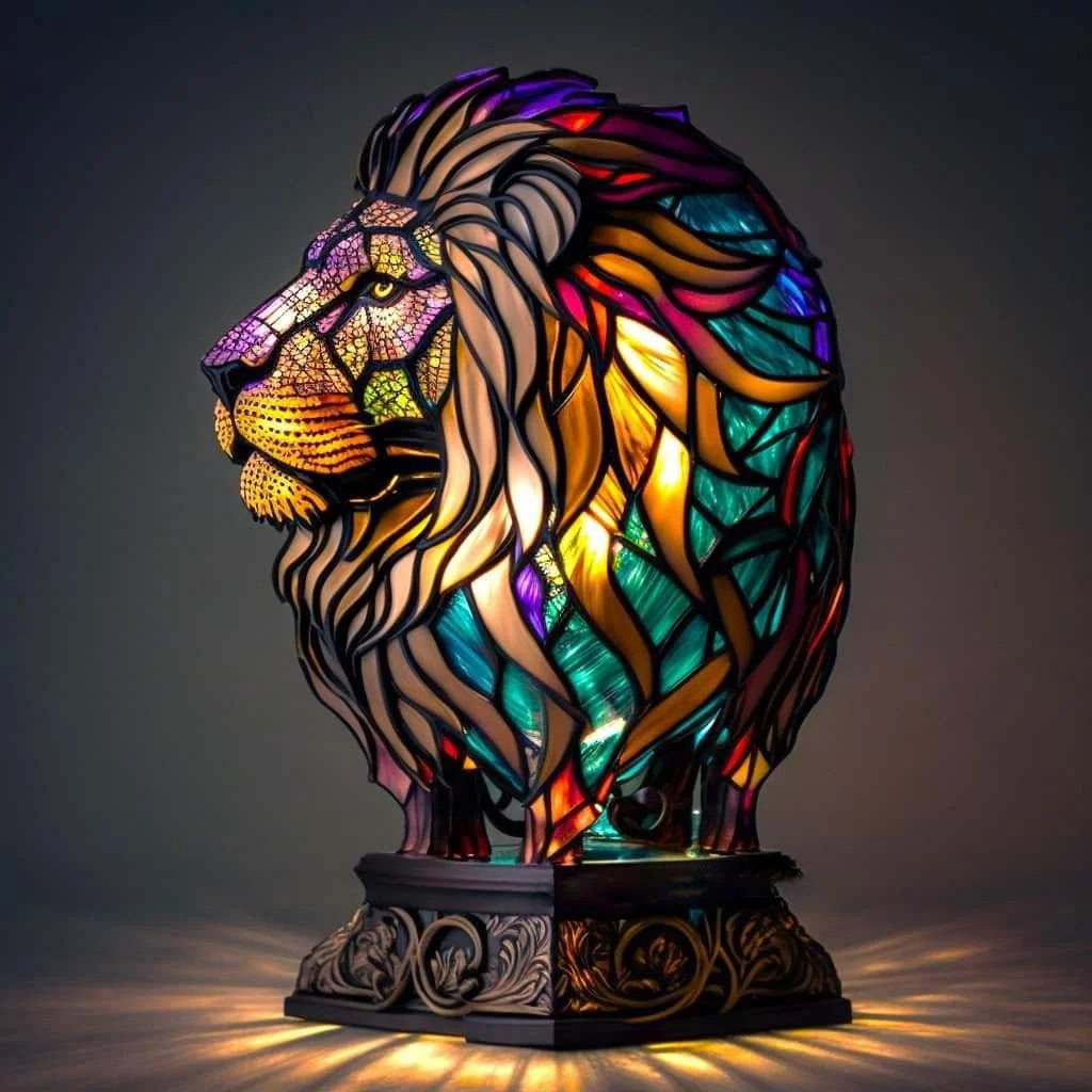 Decorative artistic multicolored glass animal table lamp