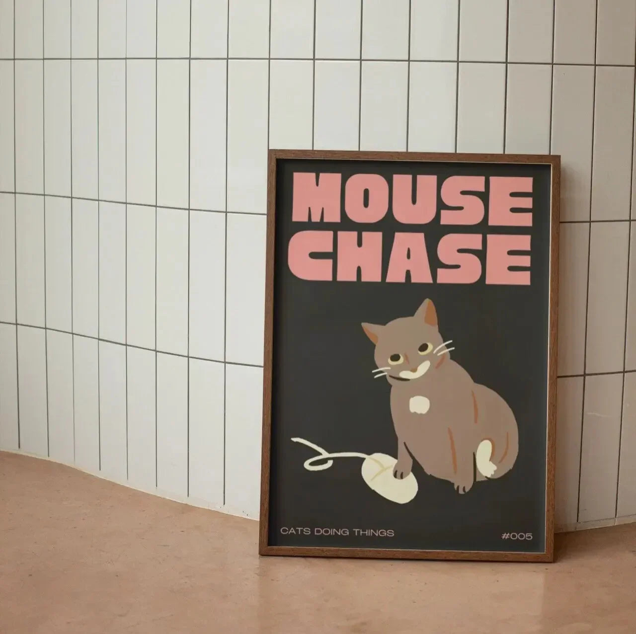 Wall poster with a black cat – minimalist animal theme for interior decor