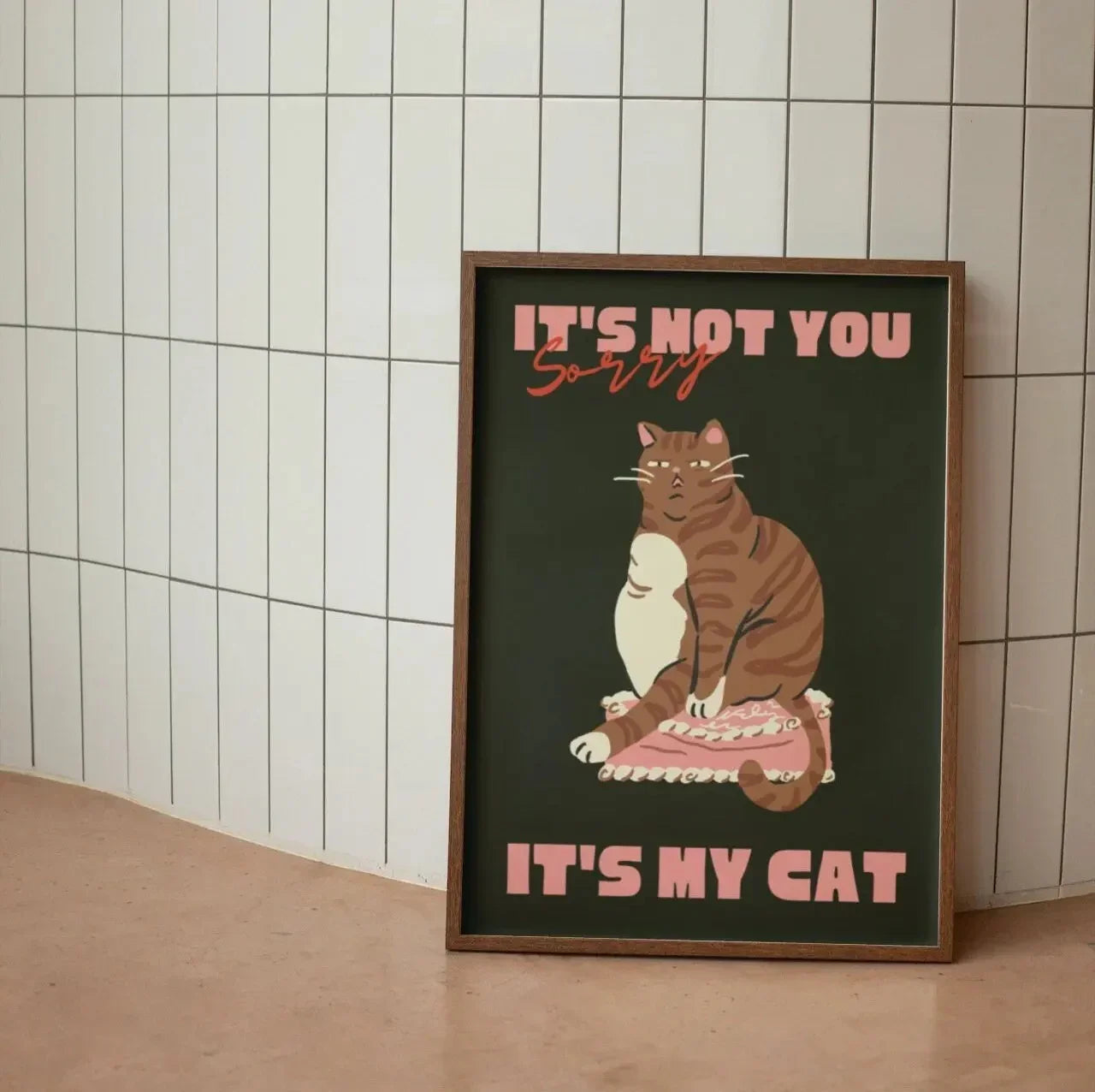 Wall poster with a black cat – minimalist animal theme for interior decor