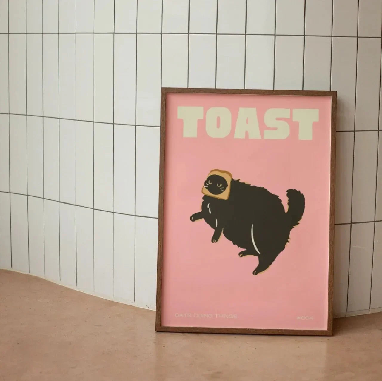 Wall poster with a black cat – minimalist animal theme for interior decor