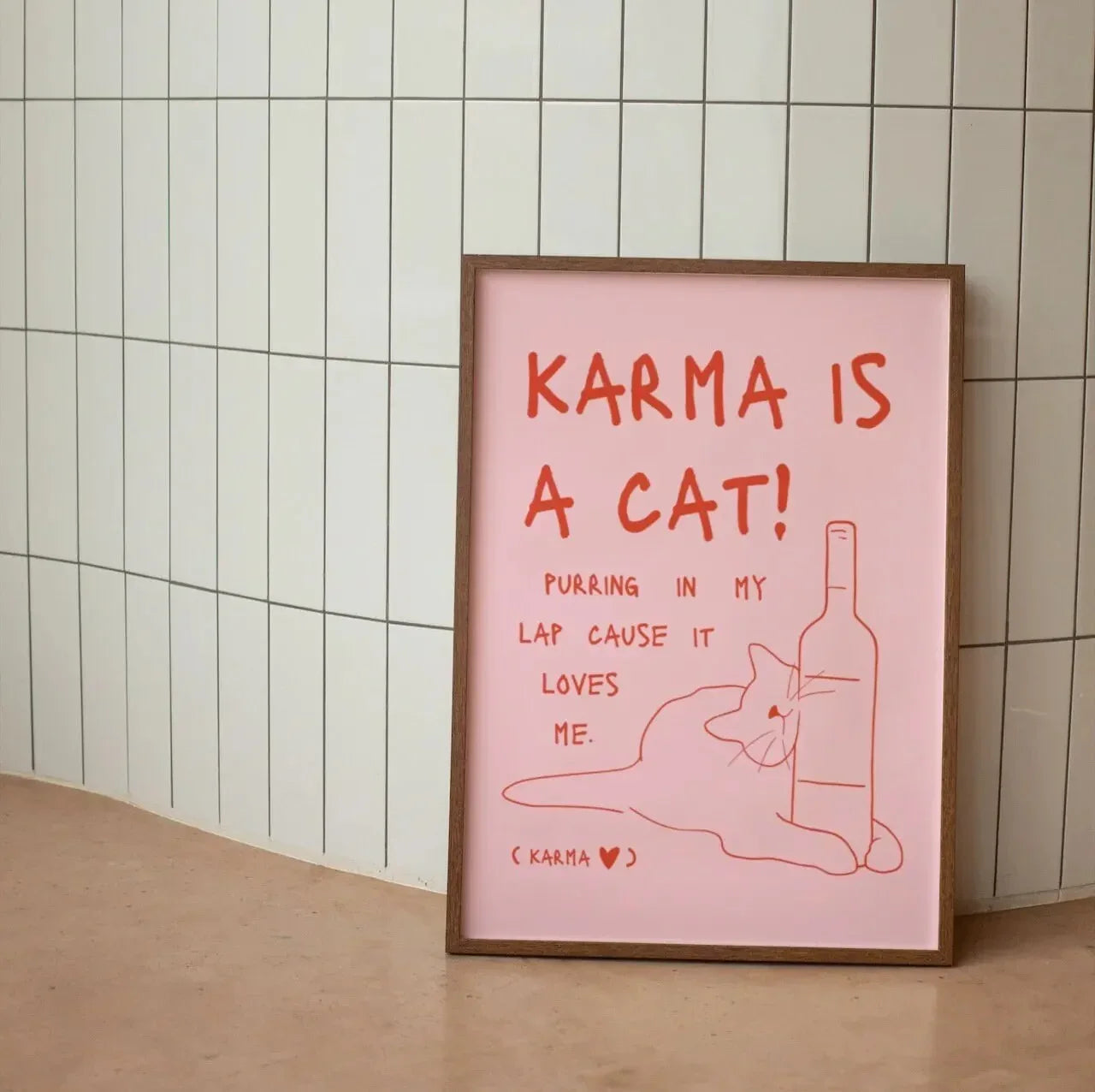 Wall poster with a black cat – minimalist animal theme for interior decor