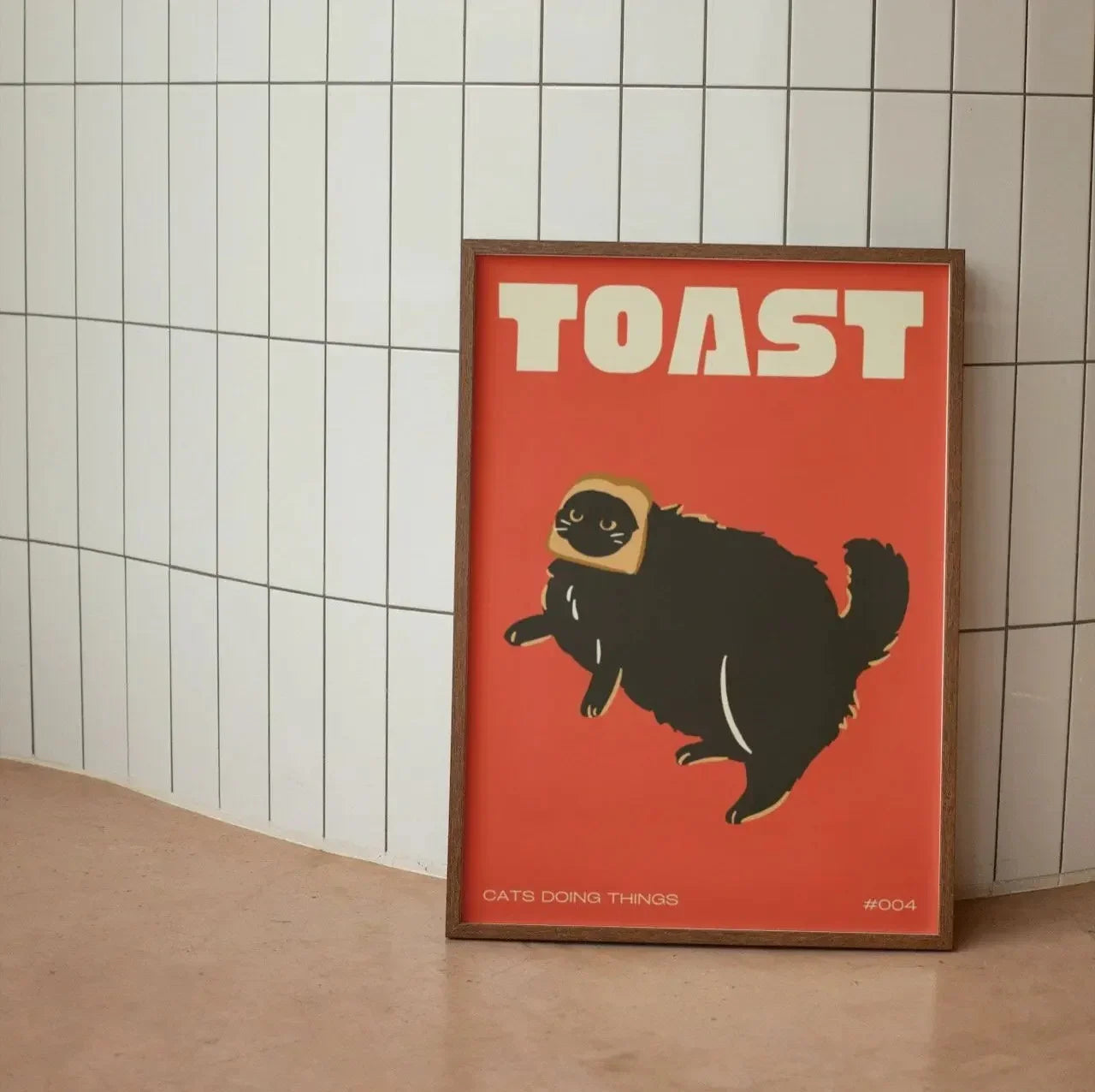 Wall poster with a black cat – minimalist animal theme for interior decor