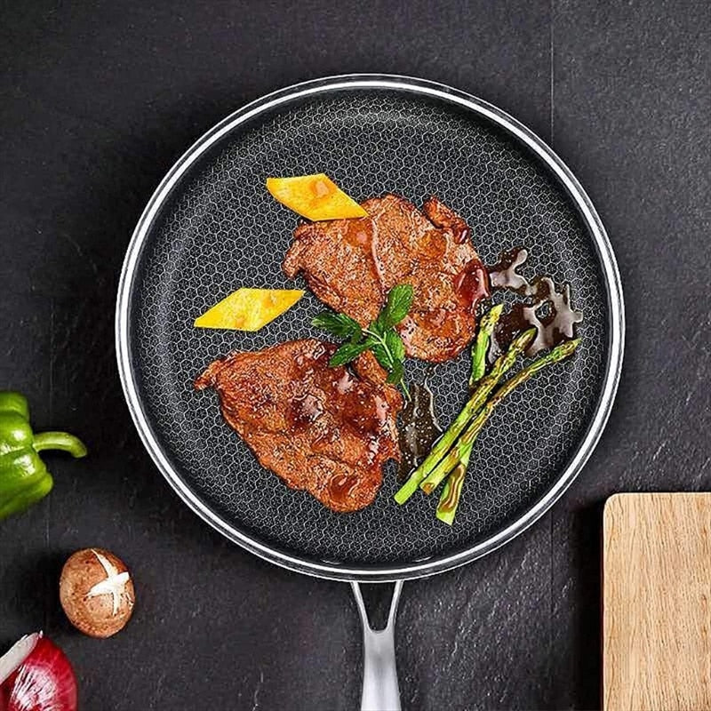 Uniwersalna Wytrzymała Patelnia Non-Stick ze Stali Nierdzewnej