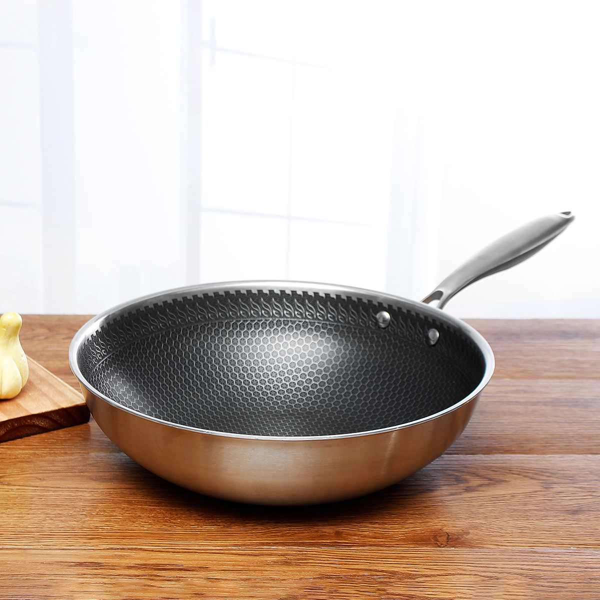 Uniwersalna Wytrzymała Patelnia Non-Stick ze Stali Nierdzewnej