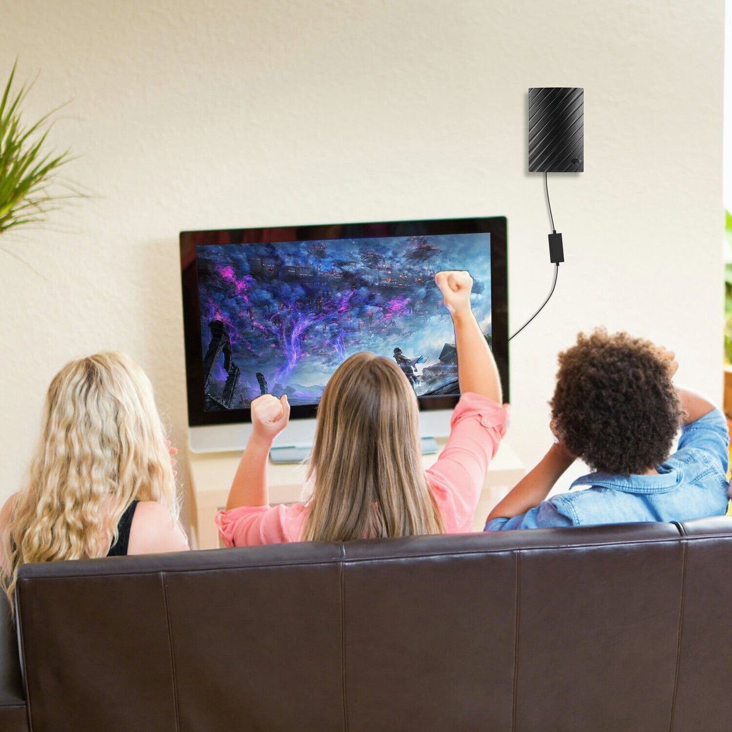 Antena TV Wewnętrzna DVB-T2 4K HD – Duży Zasięg, Wzmacniacz Sygnału, Cyfrowa Antena Pokojowa