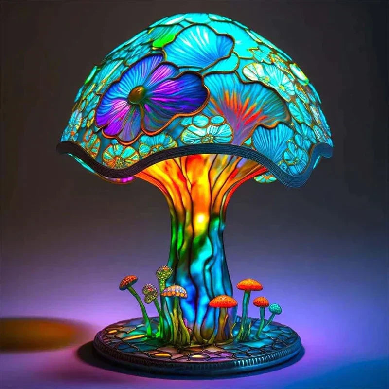 Dekoracyjna Lampa witrażem stołowa w stylu retro