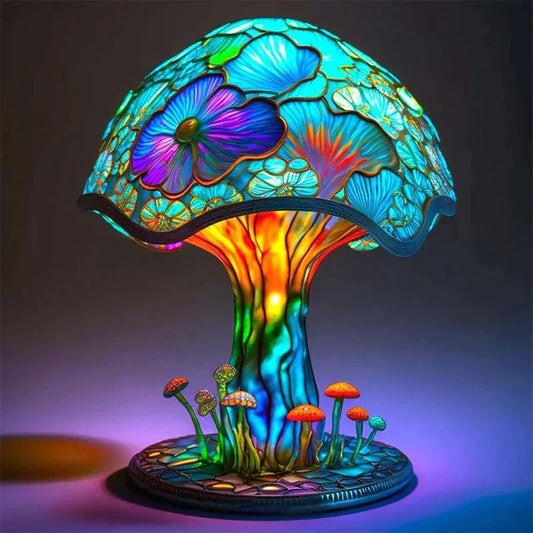 Dekoracyjna Lampa witrażem stołowa w stylu retro