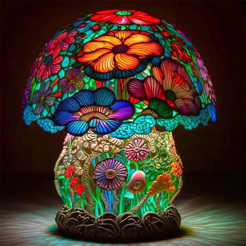 Dekoracyjna Lampa witrażem stołowa w stylu retro