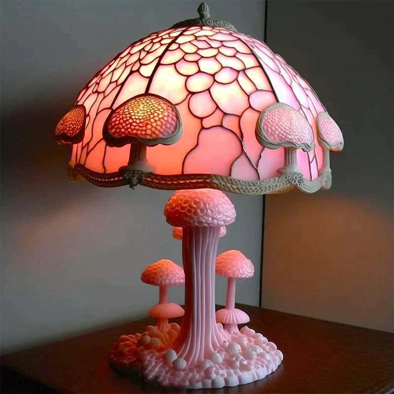 Dekoracyjna Lampa witrażem stołowa w stylu retro