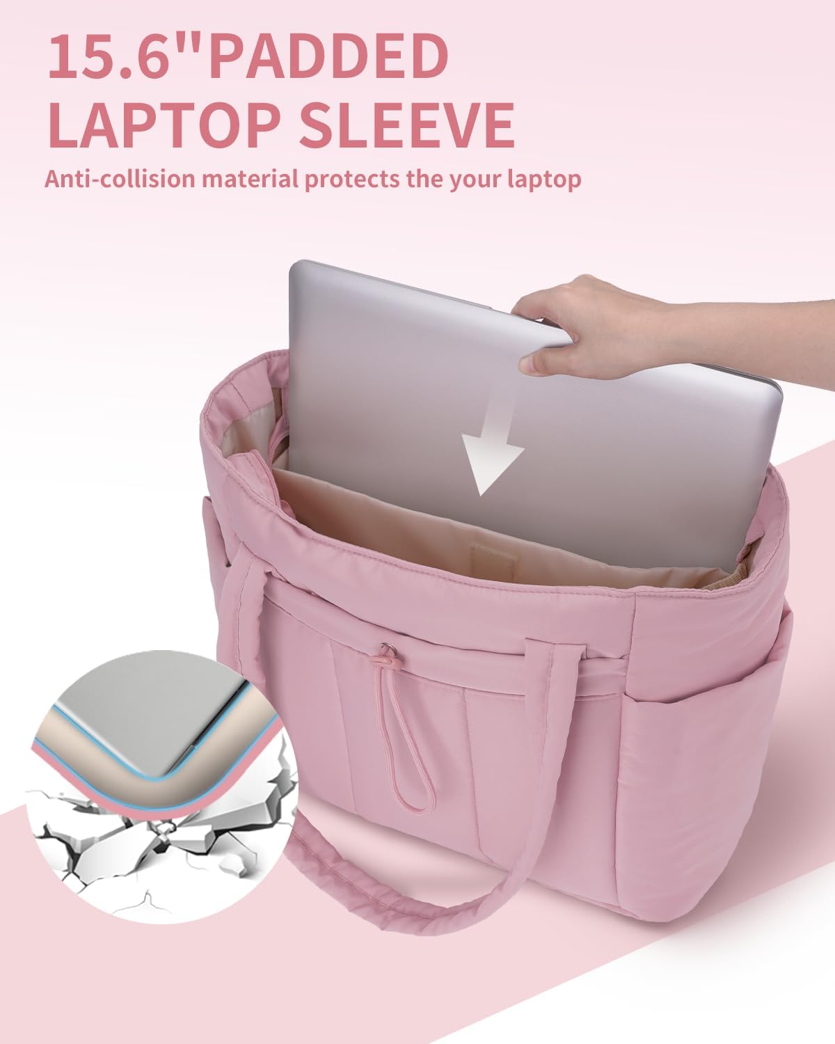 Funkcjonalna pojemna torba tote na laptopa z przegrodą na kubek