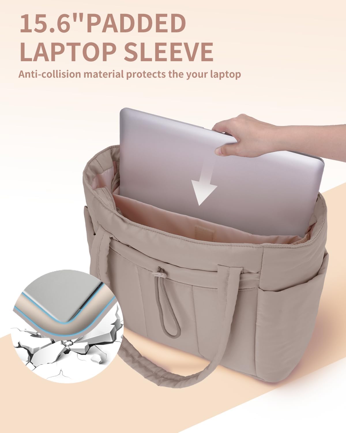 Funkcjonalna pojemna torba tote na laptopa z przegrodą na kubek