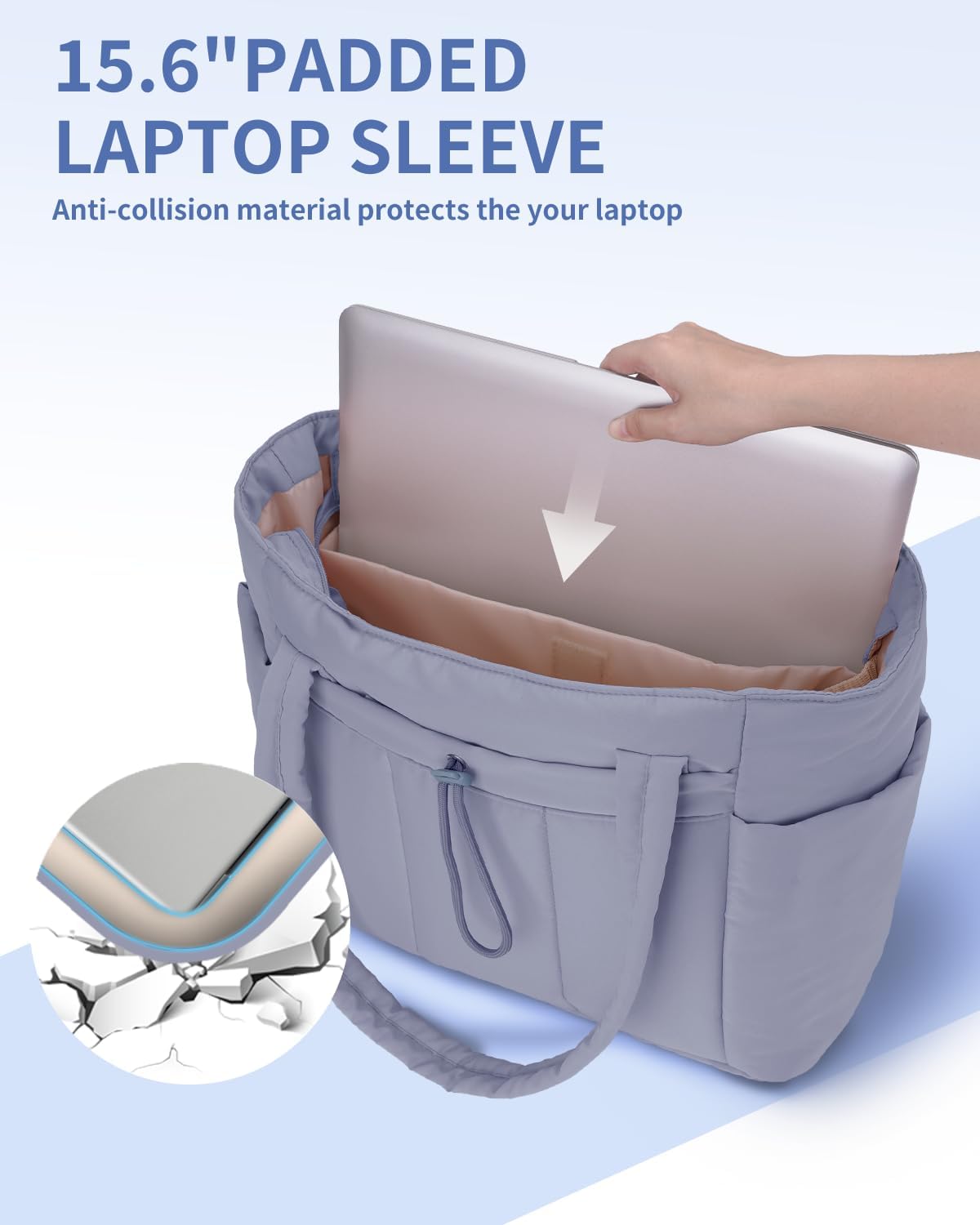 Funkcjonalna pojemna torba tote na laptopa z przegrodą na kubek