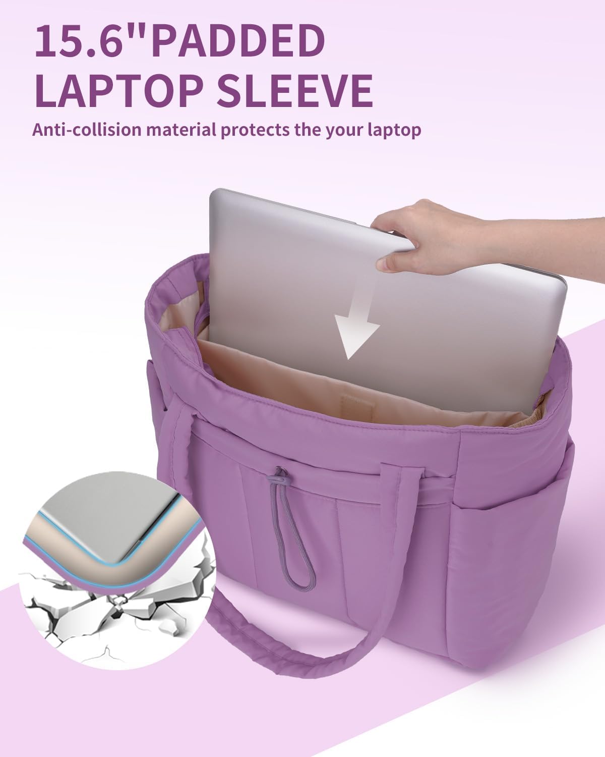 Funkcjonalna pojemna torba tote na laptopa z przegrodą na kubek
