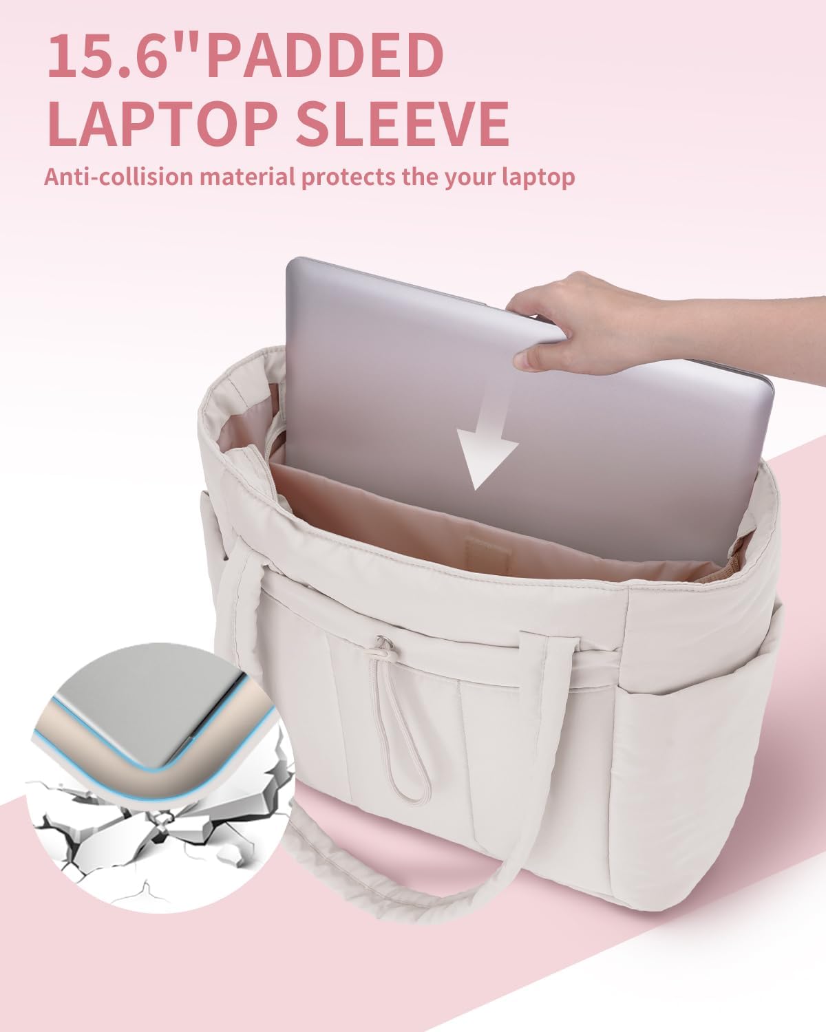 Funkcjonalna pojemna torba tote na laptopa z przegrodą na kubek