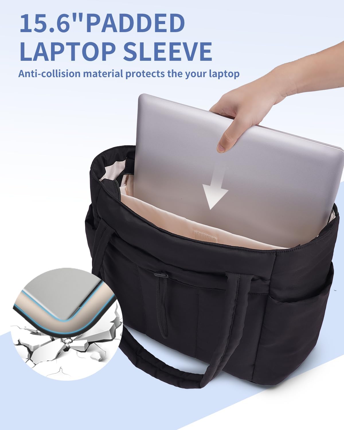 Funkcjonalna pojemna torba tote na laptopa z przegrodą na kubek
