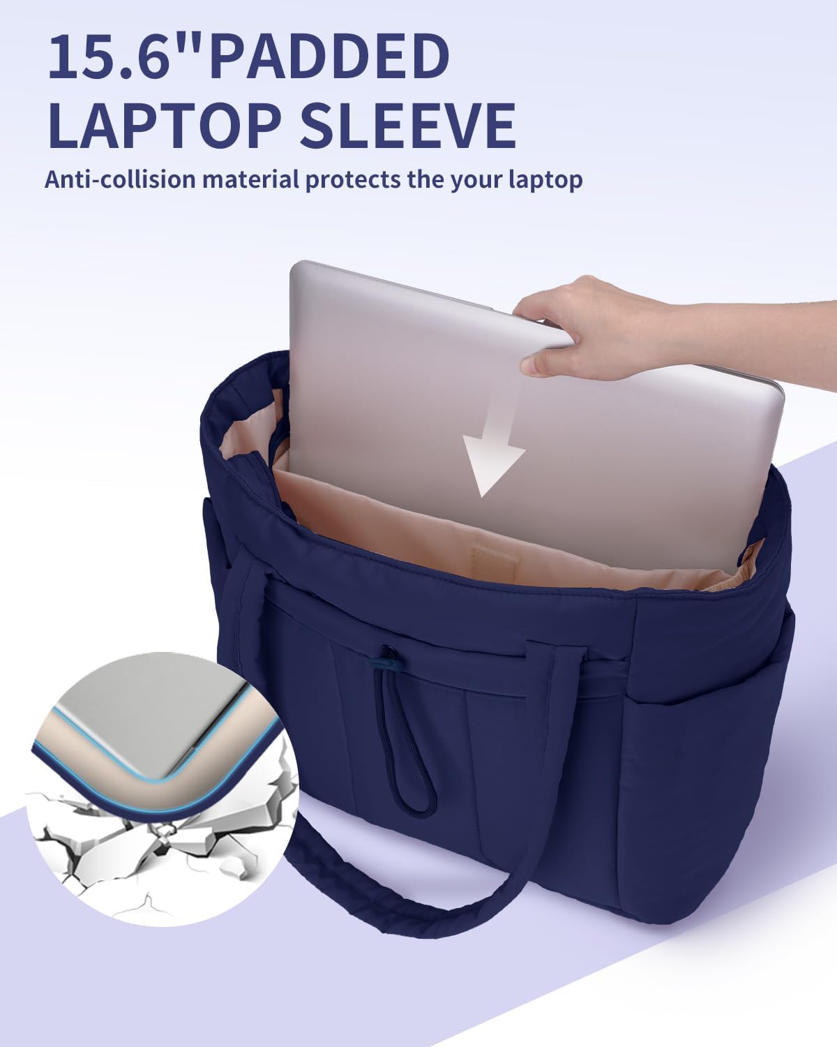 Funkcjonalna pojemna torba tote na laptopa z przegrodą na kubek
